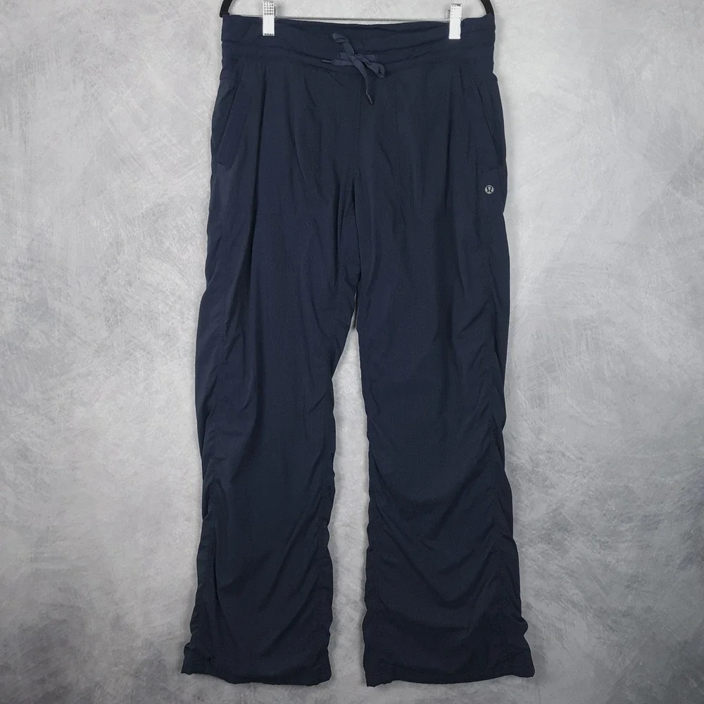 Lululemon Pants Womens 10 Blue Dance Studio Lined Track Drawstring Ruched Leg